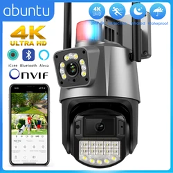 8MP 4K IP Camera Wifi Dual Lens Outdoor PTZ Street surveillance cameras Smart Home CCTV Night Vision Police Light Alarm ICSEE