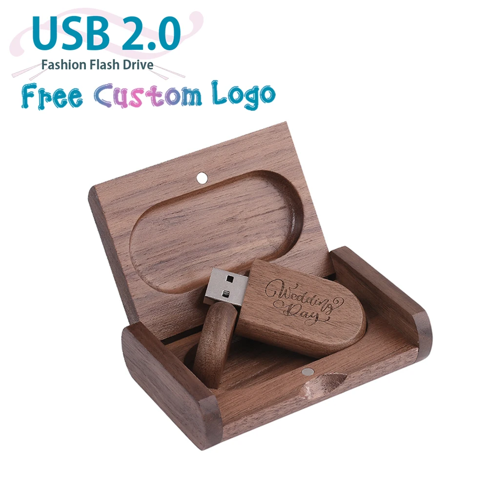 

Free Custo Logo Wooden Box USB Flash Drive 128GB Personal Logo Wedding Gift Memory Stick 64GB Wood Pendrive 32GB флешка usb 2.0