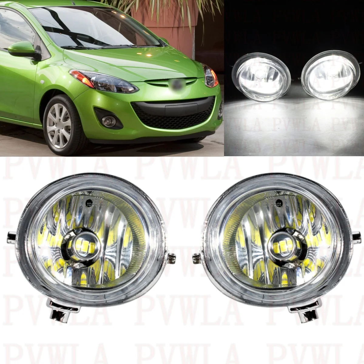 

Pair Left+Right Front Bumper Fog Lights Lamp With LED Bulbs For Mazda 2 2010 2011 2012 2013 2014 2015 Car Accessory