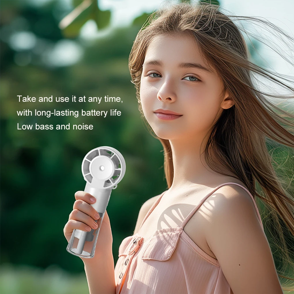 

Мини-портативный ручной туманный вентилятор, подвесной увлажнитель на шею, USB перезаряжаемый ручной вентилятор, ручной вентилятор с распылителем воды, уличный маленький вентилятор