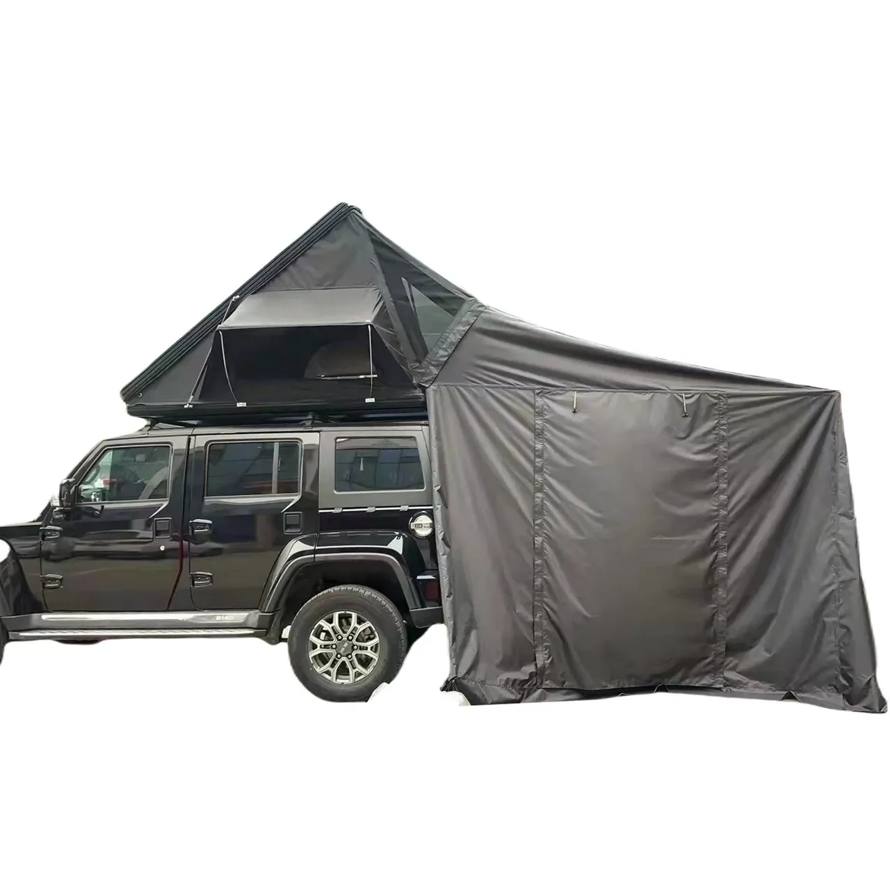 Car Tent 4 Person Aluminum Black Hardtop Dachzelt Hardshell Roof Top Tent with Annex Room Camping Outdoor Equipment