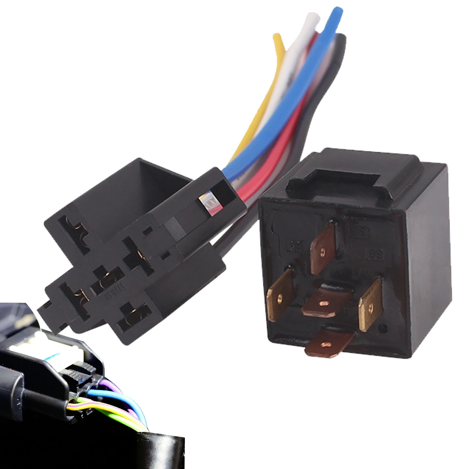 Automotive Relay 12V/24V Automotive Relay 4pin Automotive Relay With Interlocking Relay Socket And Wiring Harness For HID