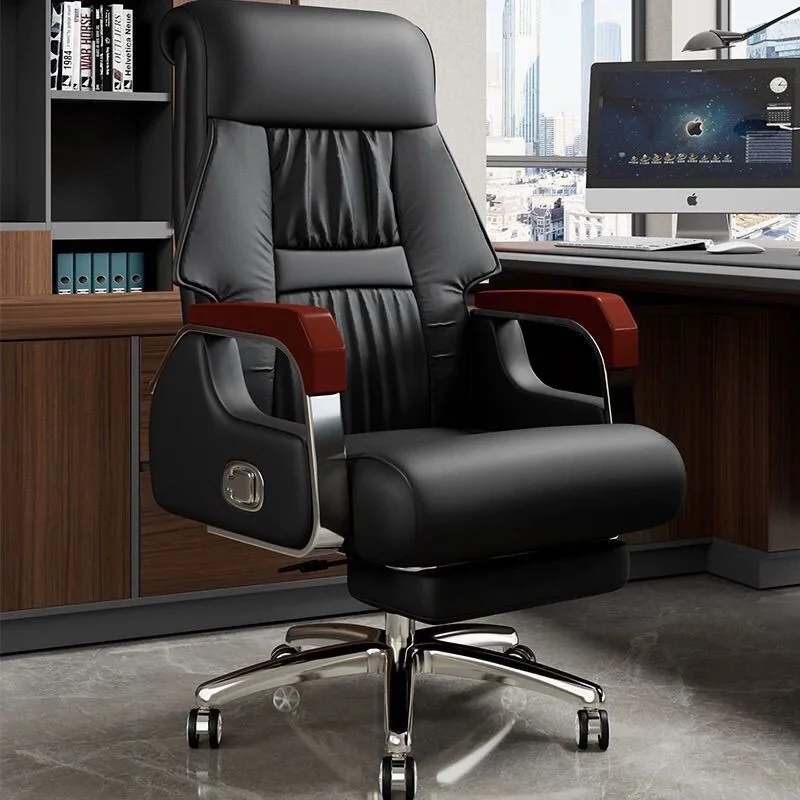 HYS ergonomic massage office chair boss class chair leather lunch break business swivel chair