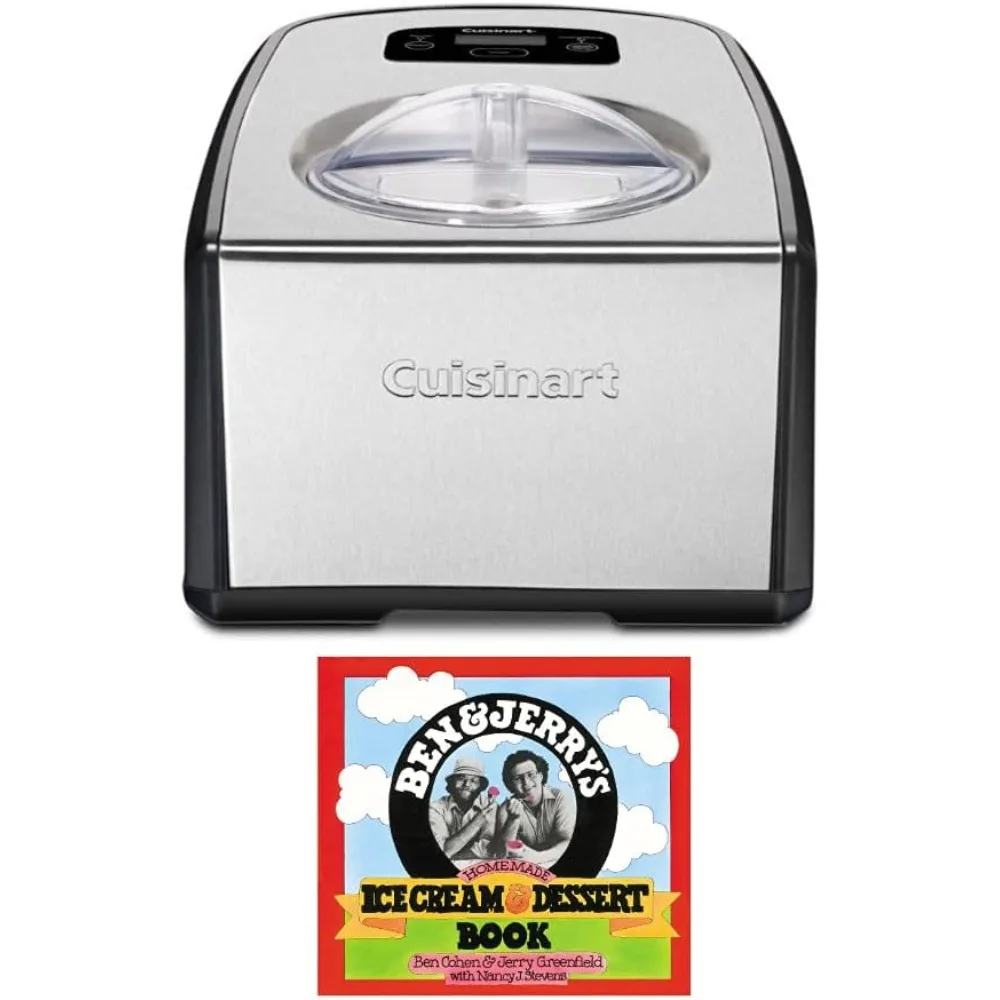 ICE-100 Compressor Ice Cream and Gelato Maker Bundle with Ice Cream Homemade Ice Cream and Dessert Book