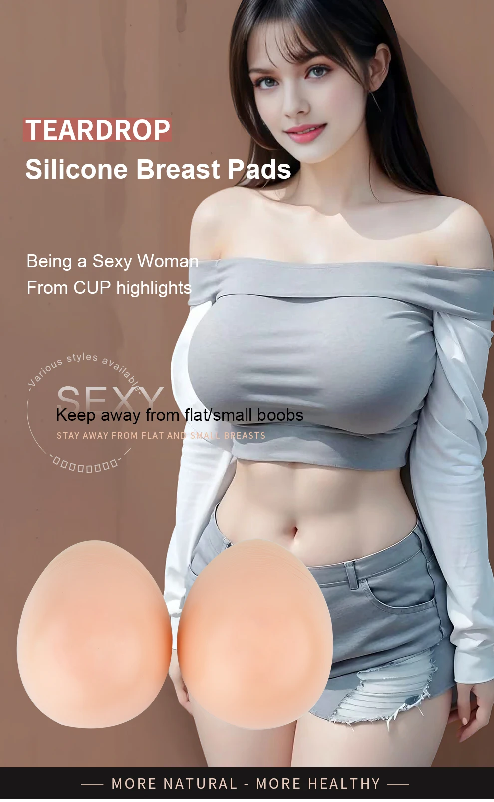 Silicone breast form in beige