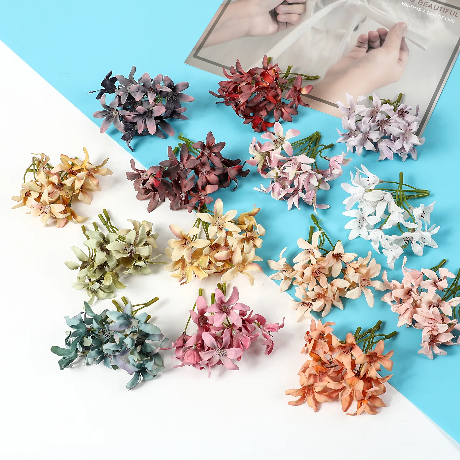 10/20Pcs Künstliche Seidenblumen Kopf Gradienten Orchidee Magnolie Blume Für Wohnkultur Hochzeit Dekoration DIY Haarnadel Zubehör – Detail 4
