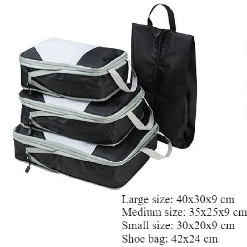 4 Pcs/set Compression Packing Cubes Travel Storage Bag Suitcase Packing Mesh Bags for Clothing Underwear Shoes