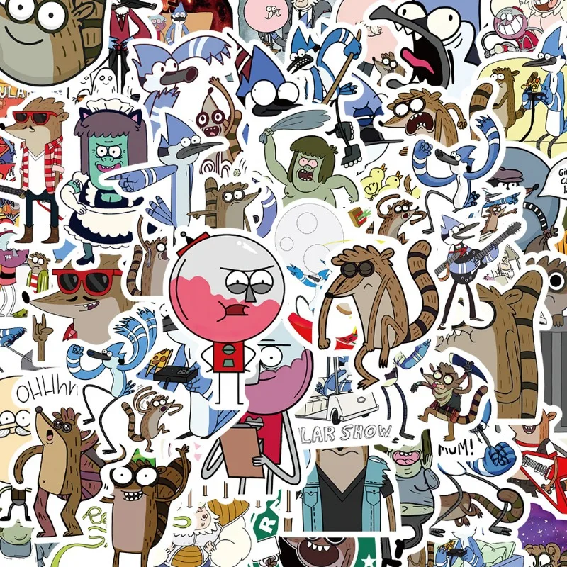 50pcs Cartoon Regular Show Funny Graffiti Stickers Suitcase Water Cup Stationery Refrigerator Mobile Phone Decorative Stickers