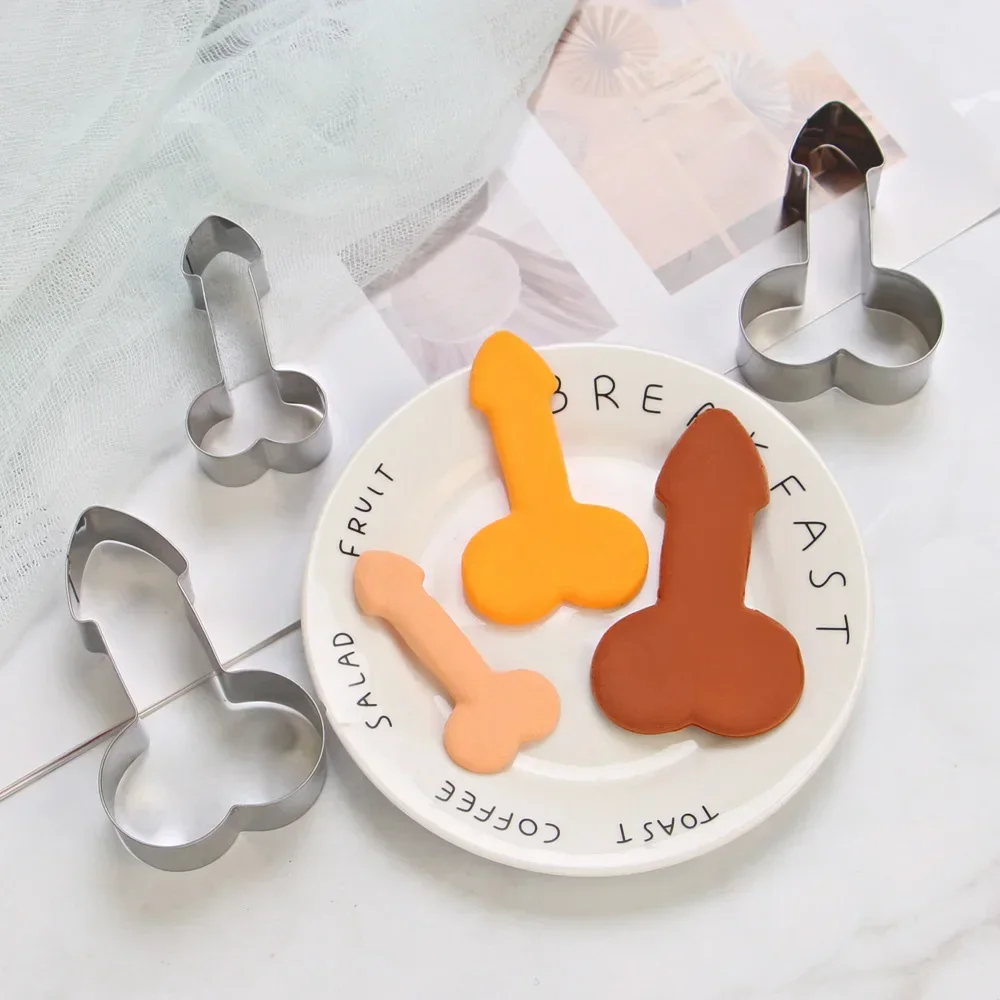 3Pcs/Set 3D Stainless Steel Sexy Penis Cookies Cake Tools Dick Fondant Mold Baking Cake Decor Birthday Party Baking Moulds