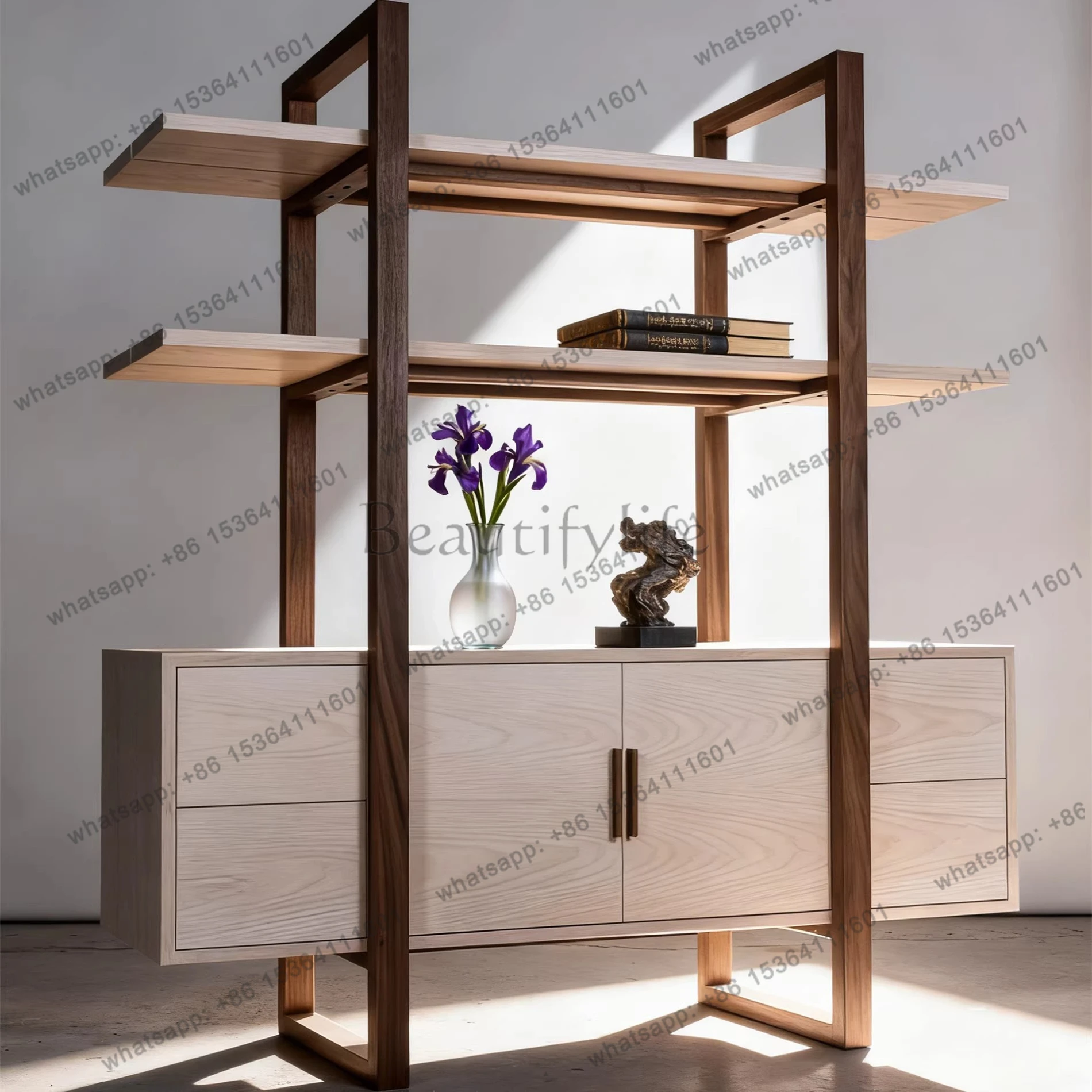 

Walnut Load-bearing Storage Rack Light Luxury Magazine Display Rack