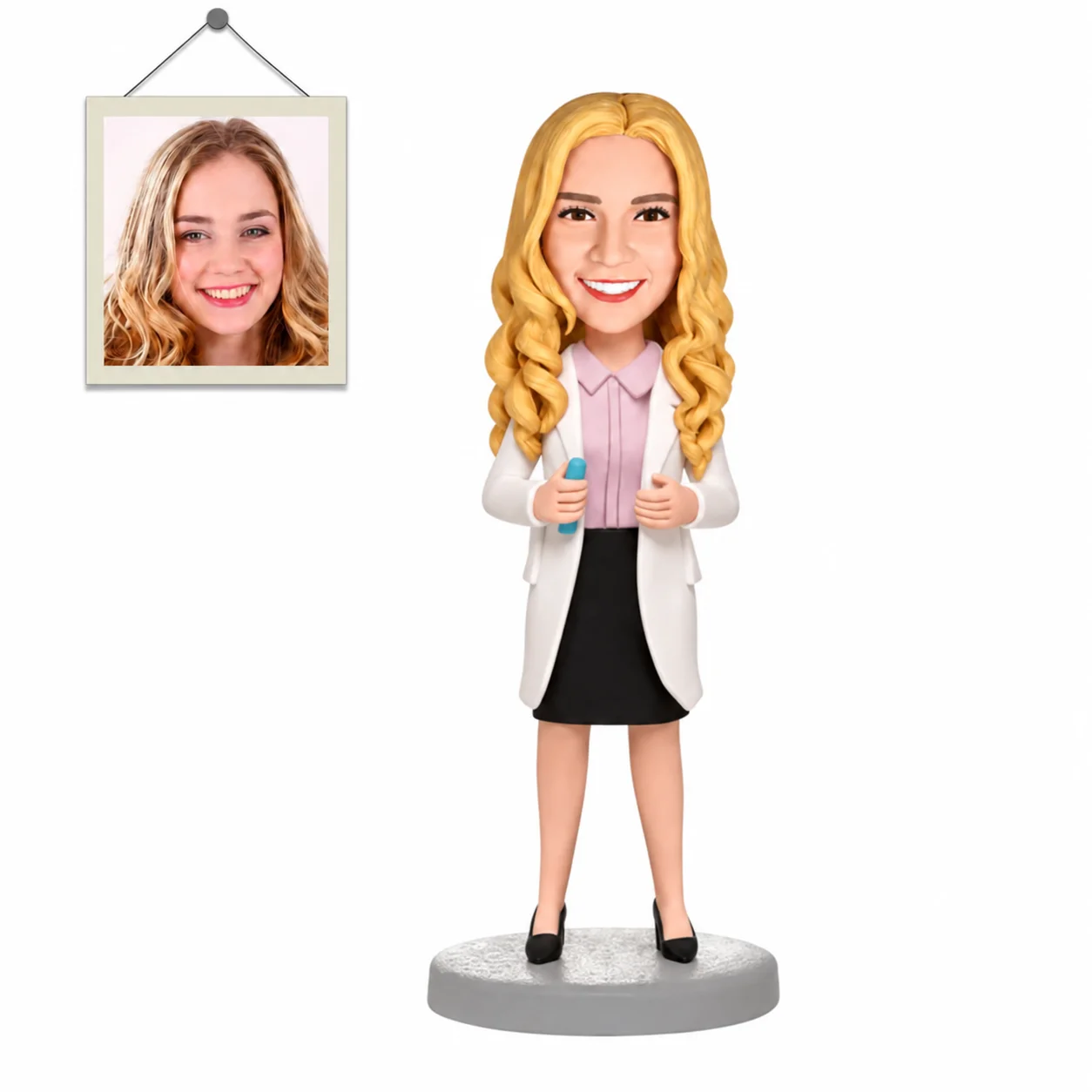 Custom Female Doctor Bobblehead from Photo Personalized Physician Figurine Medical Graduation Gift