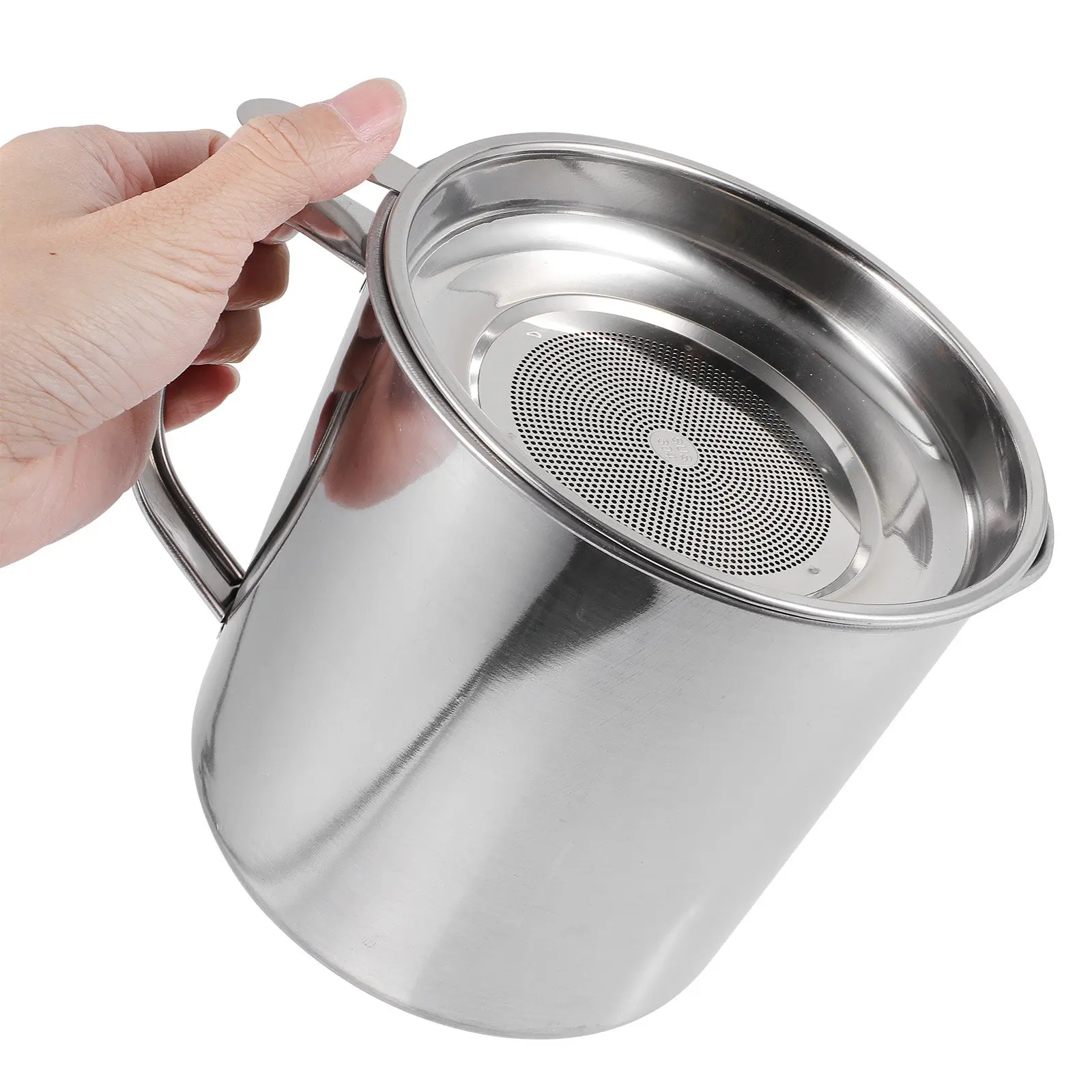 Premium Stainless Steel Grease Filter Pot with Built-in Strainer Oil Separating Container for Healthy Cooking Oil Reuse Kitchen