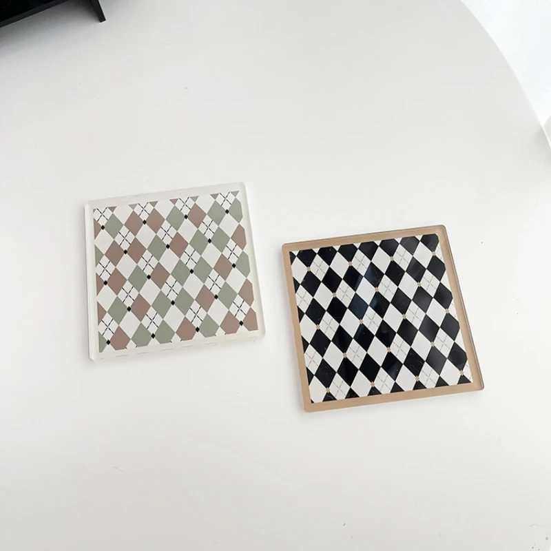 Retro Nordic Minimalist Acrylic Checkerboard Bar Coffee Coaster Photo Prop Decoration