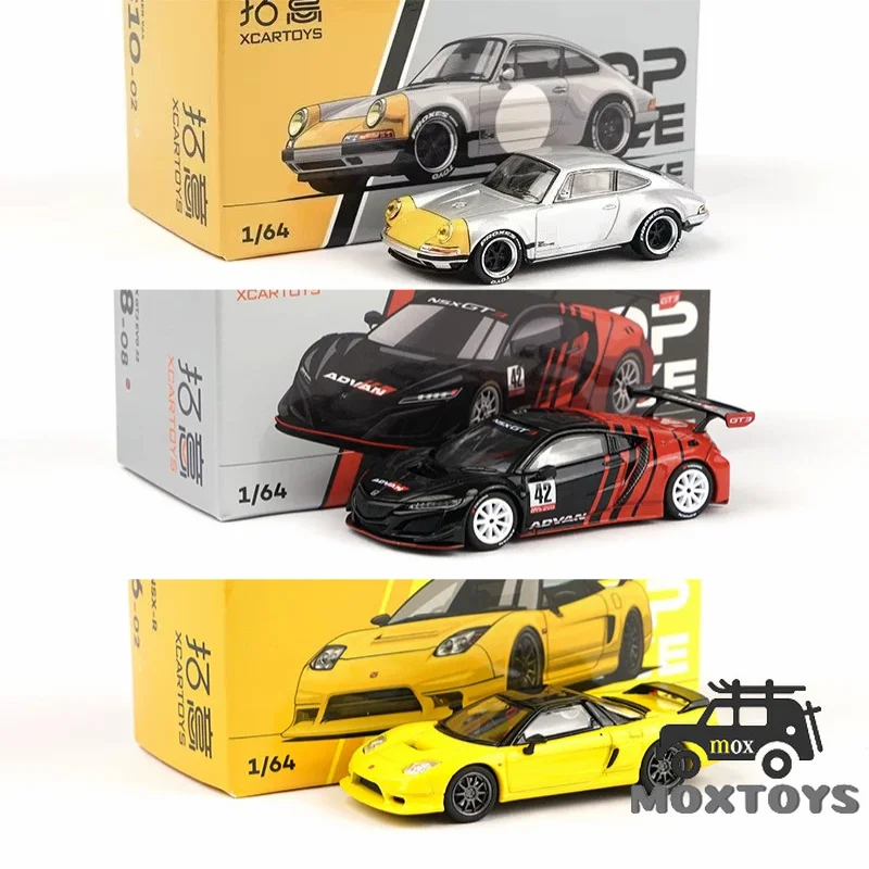 Xcartoys x POP RACE 1:64 NSX-R Yellow / SINGER964 silver yellow / NSX GT3 EVO 22 Diecast Model Car