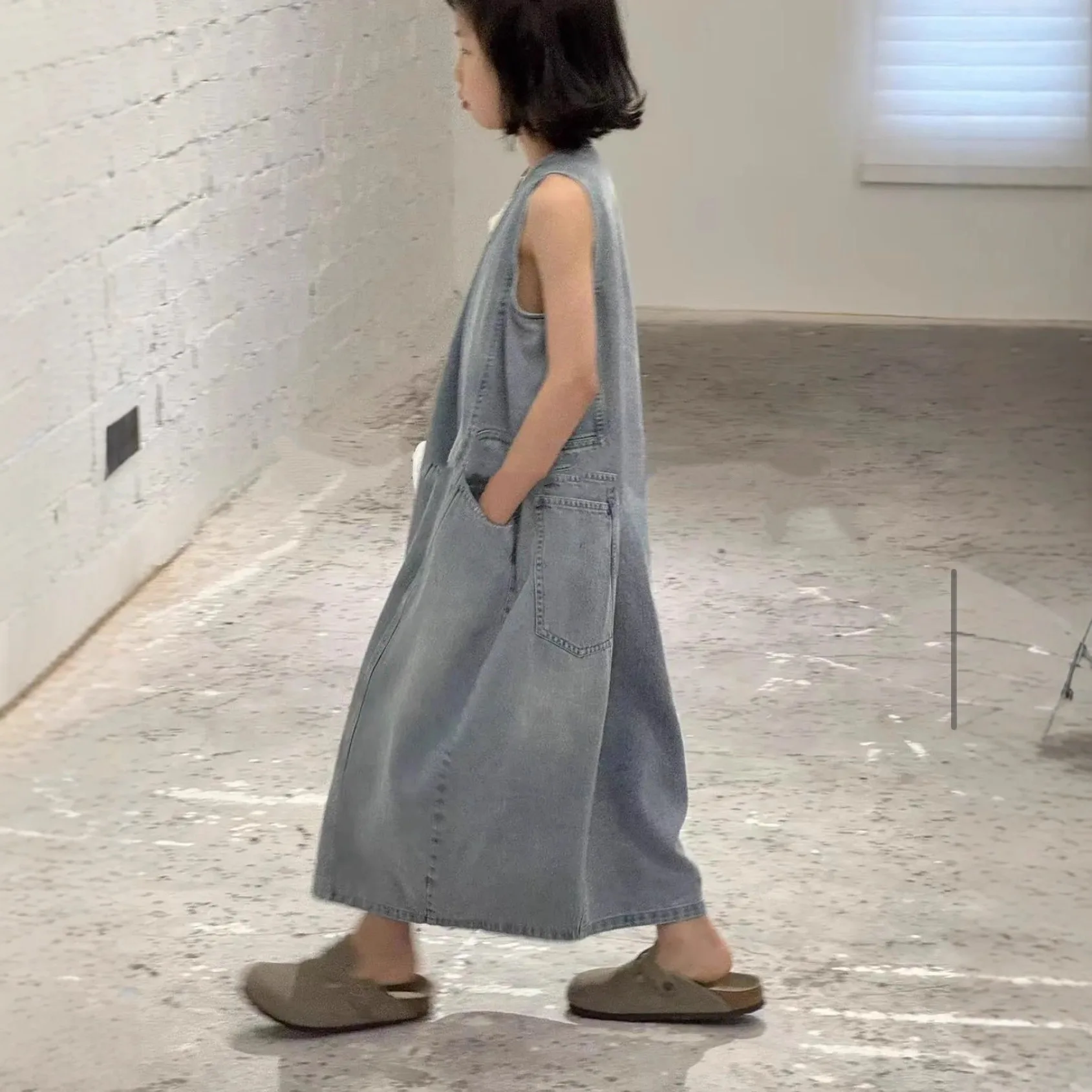 

Girls' Denim Dress Summer New Casual Fashion Sleeveless Vest Skirt Loose Fashion Kids Outerwear Dress