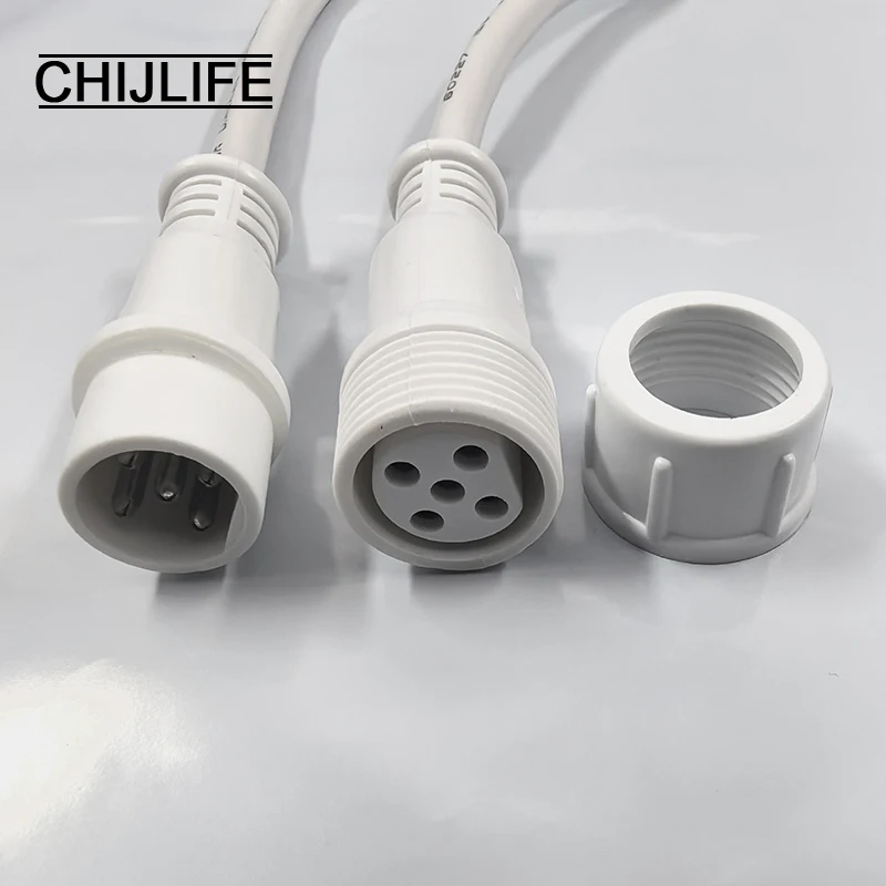 White 2 3 4 5 Pin IP68 Waterproof Male Female Cable Connector Plug Butt Extension Line Outdoor LED Wire 0.5/0.75 Square