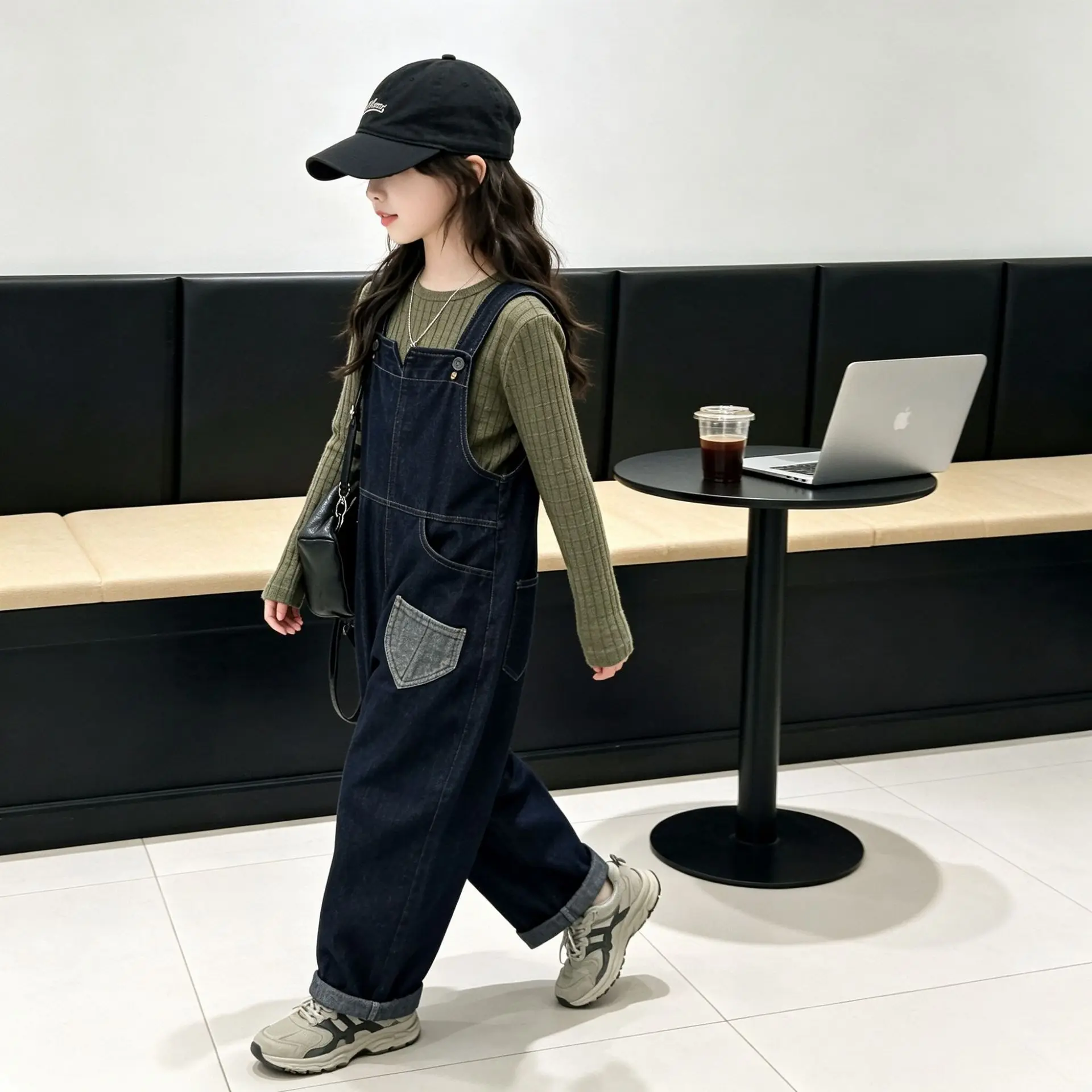Spring Fall Kids Denim Jumpsuit for Teens Girl Fashion Denim Overalls Child Casual Stylish Suspender Dungarees Jeans With Straps