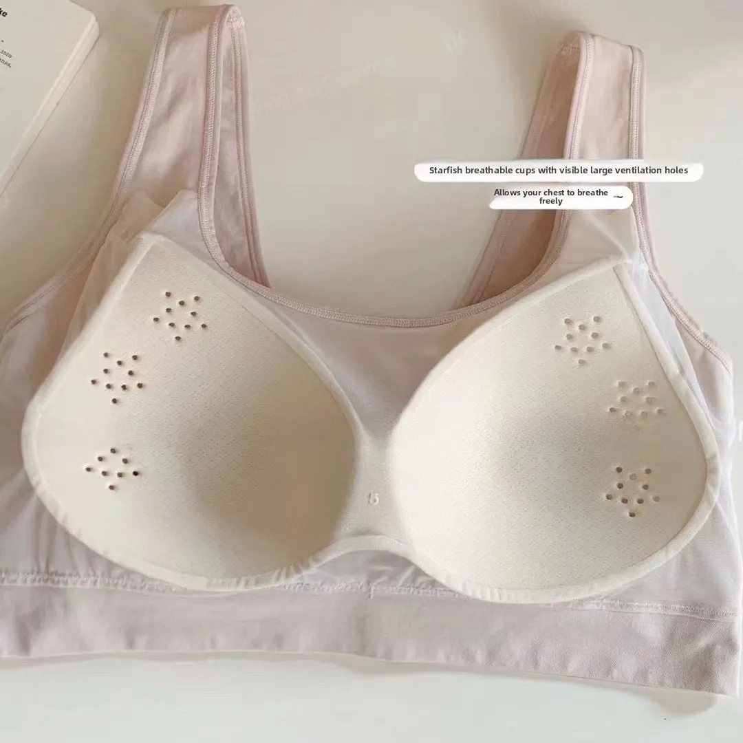 Almohadillas para sujetador deportivo Copa fija recogida Verano Fino Hermoso Ba Transpirable Cómodo Chaleco de gran tamaño Sle Wrap Pecho Mujer Und...