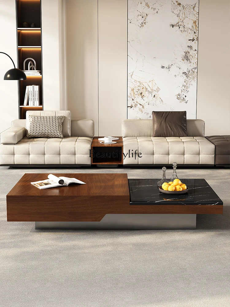 

Italian Minimalist Marble Coffee Table Designer Irregular Rectangular Vintage Style Living Room Light Luxury High-End Feel