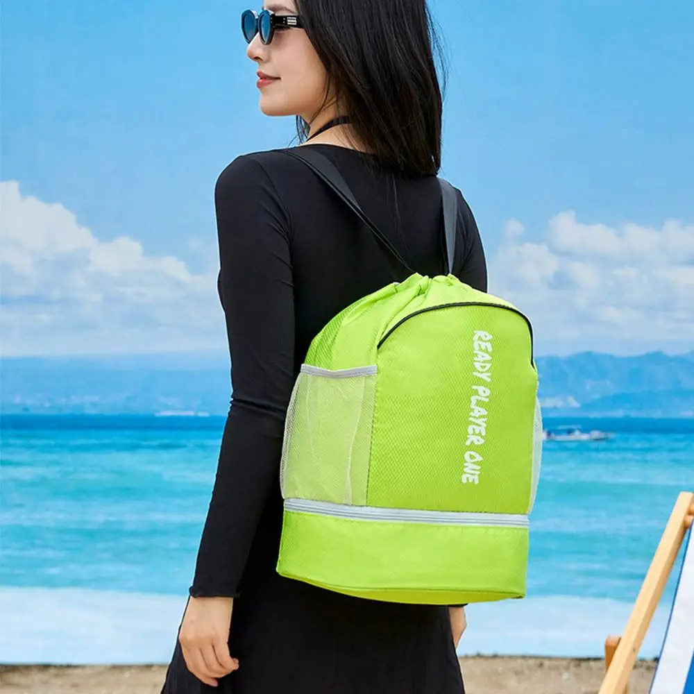 Zaino da nuoto impermeabile Tasca per scarpe Separazione asciutta e bagnata Borsa sportiva con coulisse Cinghie regolabili Borsa fitness leggera