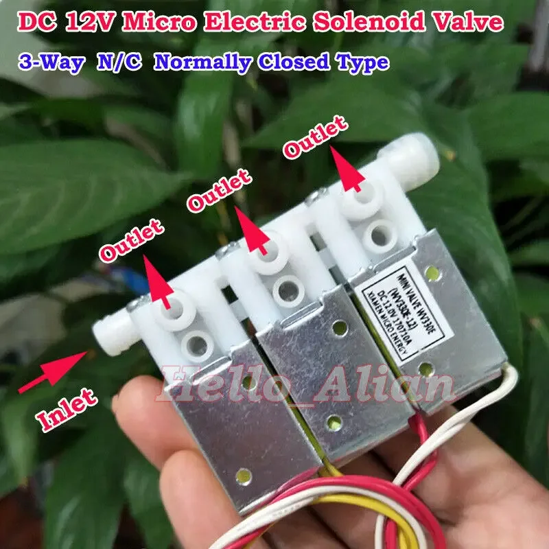 DC 12V Micro Electric Solenoid Valve N/C Normally Closed 3-Way Air Flow Control for Massage Chair/ Household Appliances