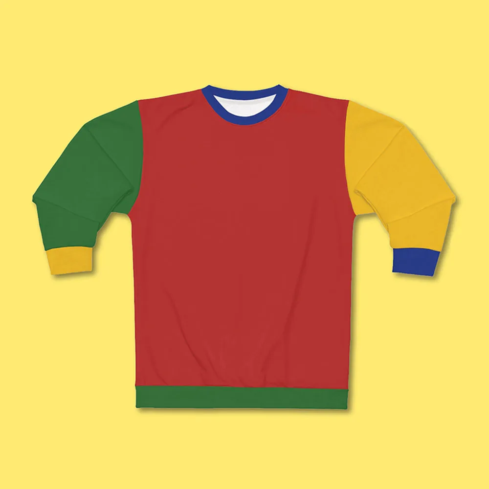 Unisex-Sweatshirt mit Farbblock-Design, Rundhalsausschnitt, für Damen und Herren, Retro-Stil, Patchwork-Muster, locker geschnitten, lange Ärmel, Streetwear-Oberteil mit Aufdruck. – Detail 4