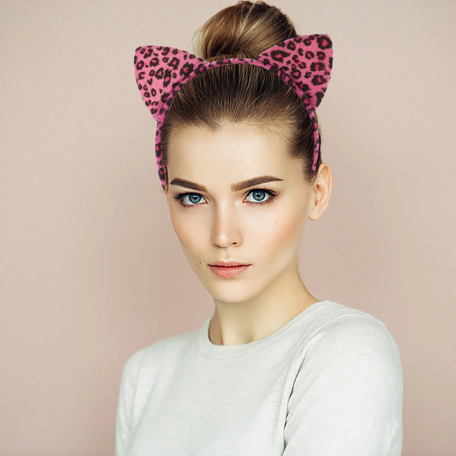 

12Pcs Leopard Cat Ears Headband Cloth Hair Band for Women Party Carnival Halloween Costume Accessory Cosplay Decor