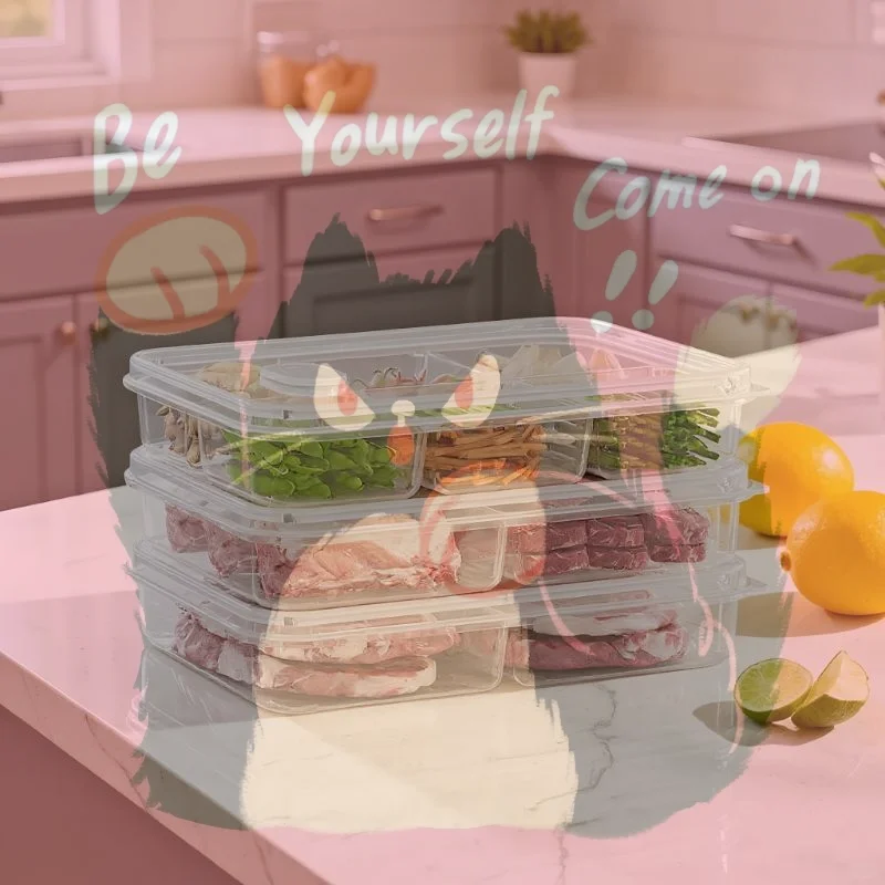 صناديق ثلاجة قابلة للتنفس: 1/3 قطعة 2/3/6 شبكات صناديق تخزين الثلاجة مع فتحات تهوية - موسع نضارة اللحوم #1