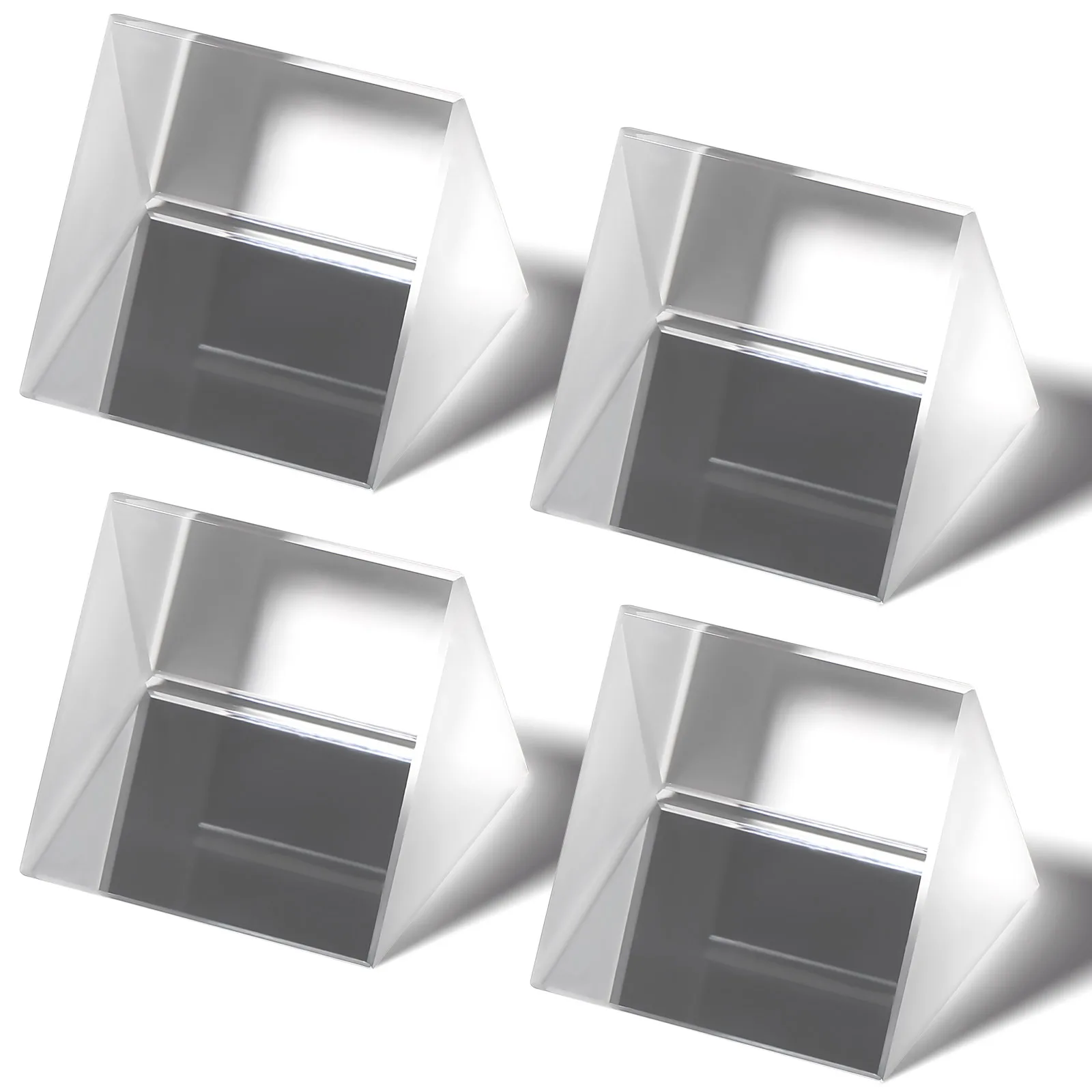 

4 pcs Crystal Triangular Prisms Spectrometer Physics Experiment Tool Science Lab Teaching Research Clear Glass Right Angle