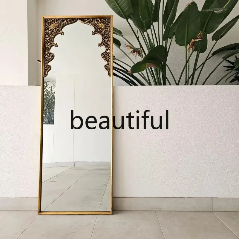 A179 French retro full-length mirror European carved living room floor-to-ceiling dressing mirror bedroom fitting mirror