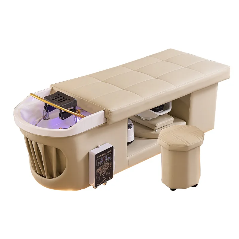 luxury Head treatment bed with water heater Fumigation  circulation hair salon Beauty