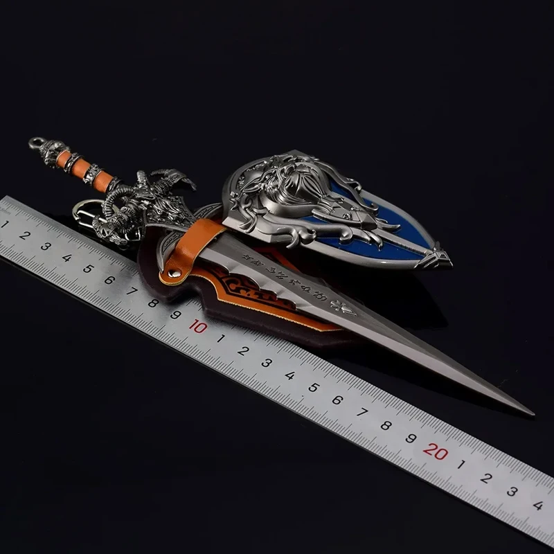 22cm World of Warcraft Frostmourne Sword Sheild 2pcs Metal Katana Model Lich King Swords Real Steel Samurai Safety Toy Gift Boys