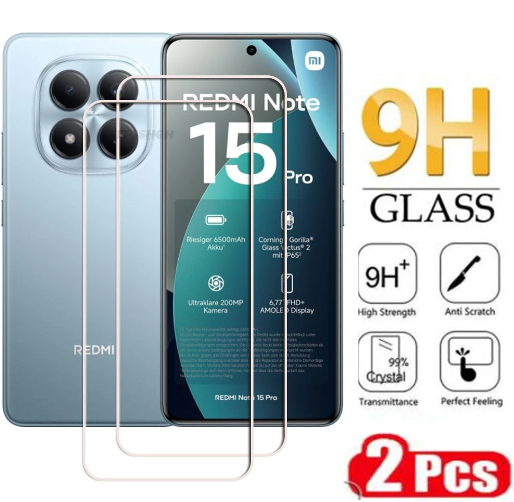 

2PCS 9H HD Tempered Glass For Xiaomi Redmi Note 15 Pro 6.77"RedmiNote15Pro Note15Pro15Pro Screen Protective Protector Cover Film
