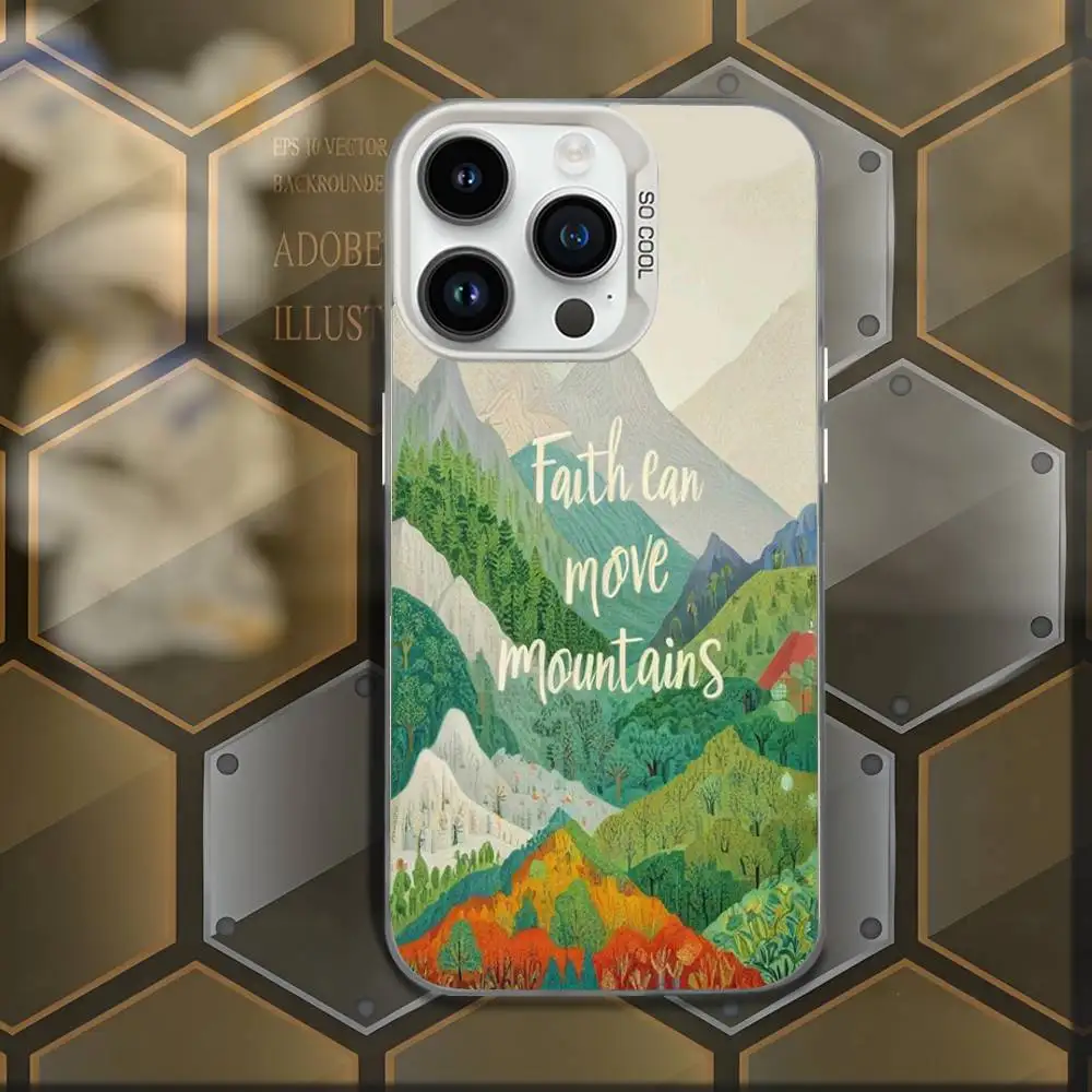 Versículo de la Biblia cristiana Jesús funda de teléfono para iPhone 16,15,14,13,12,11, Mini,Pro,E,MAX blanco caramelo mate cubierta a prueba de golpes