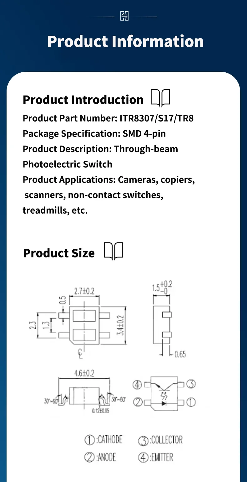 Neuer ITR8307/SOP4 SMD ITR8307/S17/TR8 Reflektierender Photoelektrischer Schalter/Photoelektrischer Sensor – Detail 2
