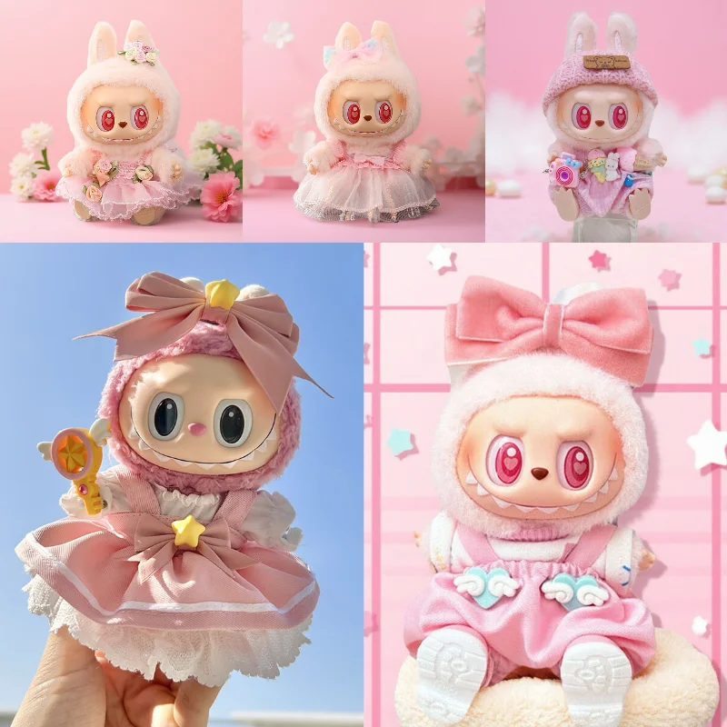 

New In Stock 17cm Cute Mini Plush Doll'S Clothing Outfit Kawaii Cardcaptor Sakura Style Labubu Idol Dolls Clothing Accessories
