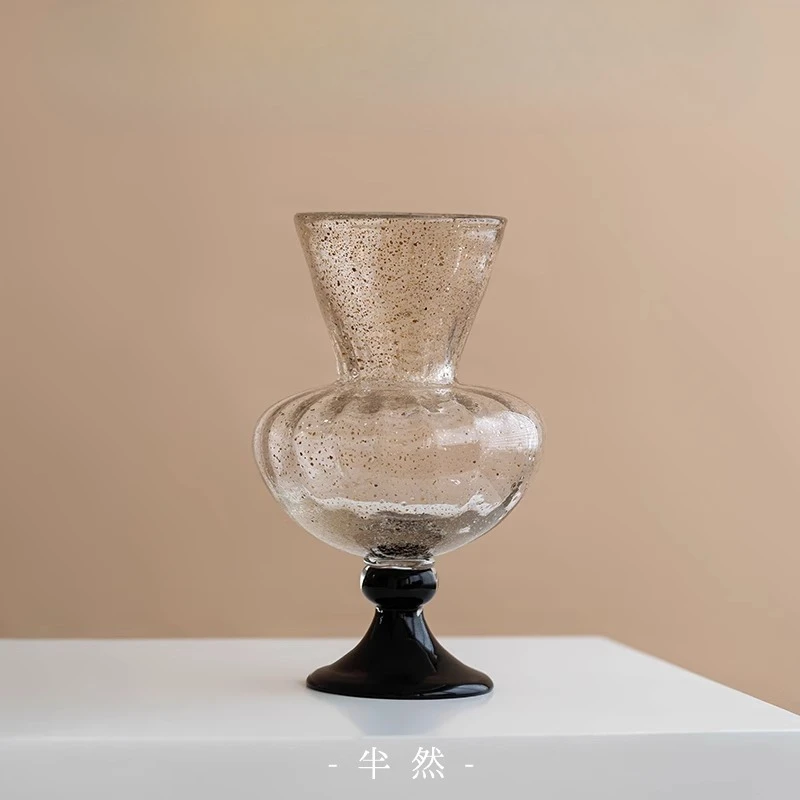 

Glazed high-footed vase, living room flower arrangement retro French art ins wind porch decorative ornament