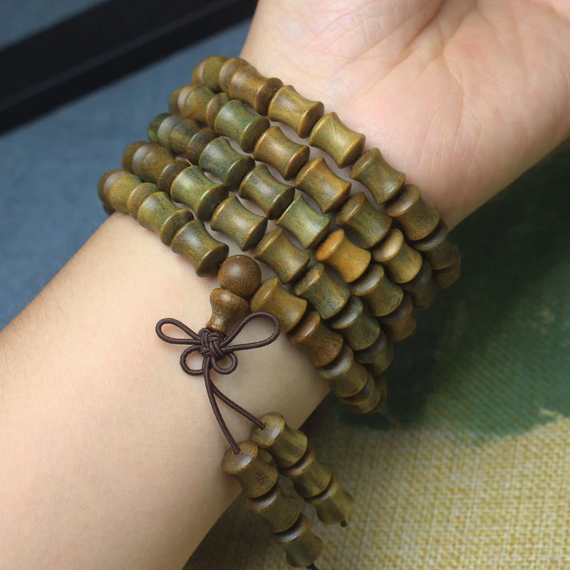 

Argentinian Green Sandalwood Bamboo Wooden Craft Buddha Bead Bracelet