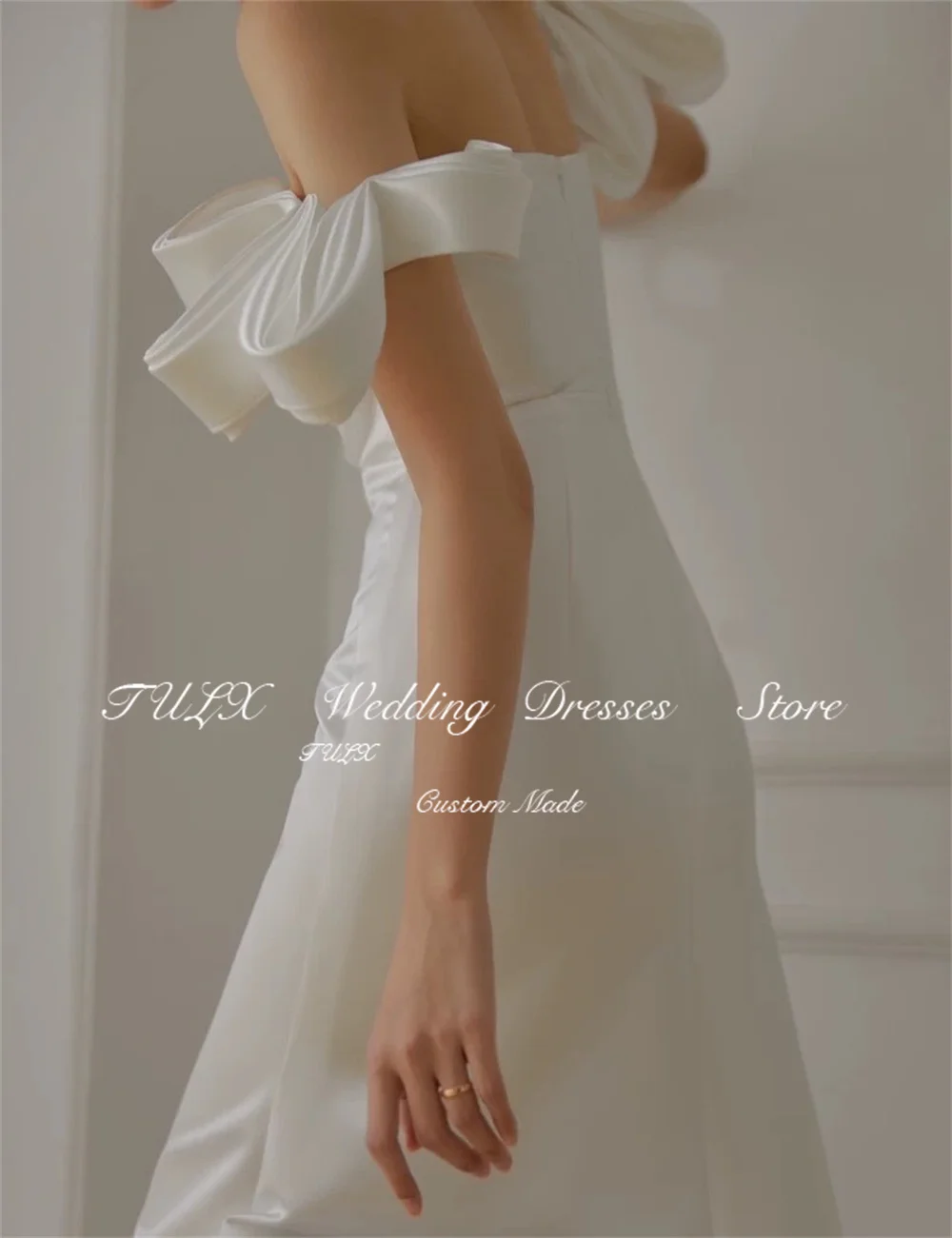 TULX robes de mariée longues sirène élégantes corée séance Photo épaules dénudées robes de mariée en Satin ivoire fermeture éclair personnalisée Dende Dende 2026