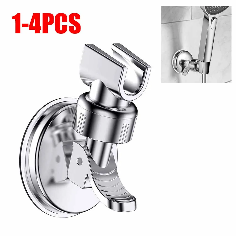 1-4Pcs Adjustable Shower Rack Strong Vacuum Suction Cup Handheld Shower Head Wall Mount Holder Rotating Bathroom Shower Base