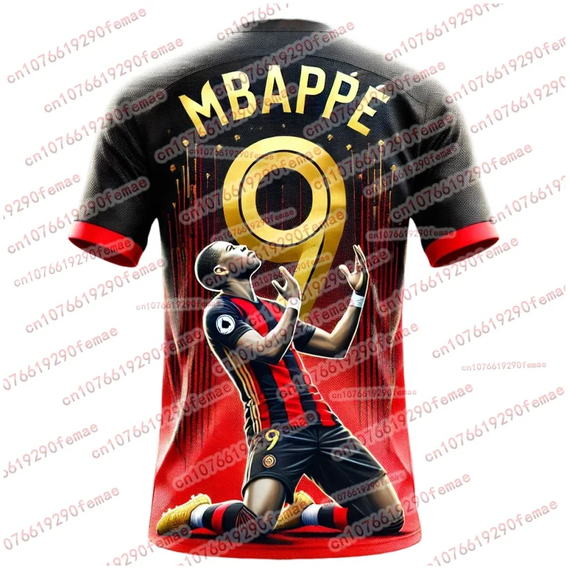 

2025 Summer Fashion Mbappe 3D Printed Men's Fan Commemorative T-shirt, Daily Outdoor Sports Breathable Quick Drying Jersey