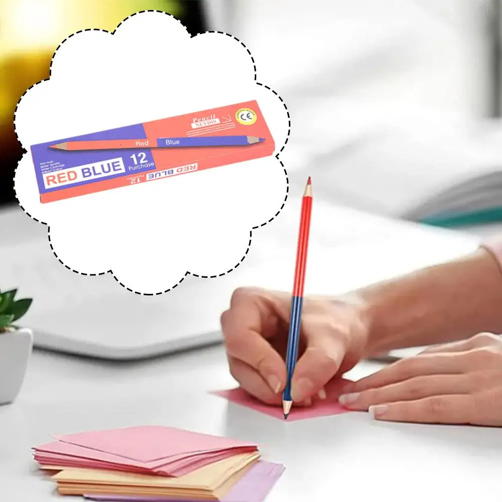 Big Pencil,Red&Blue Double-Ended,Medical Science Laboratory Supplies Construction Working Mark Plotting Wood W3P1