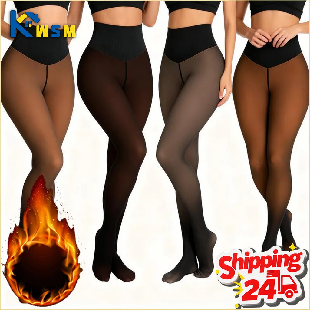 Sheer Tights Thermal Fleece Lined Thick Opaque High Waist Seamless for Women Fall Winter Daily Work Office Casual Wear