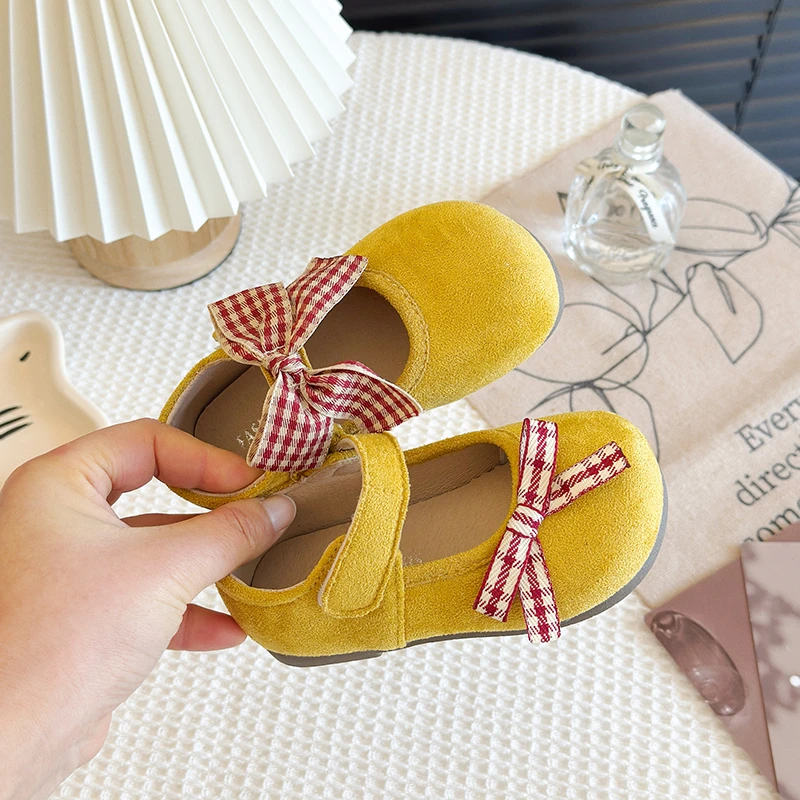 

Spring Autumn New Children's Shoe for Girl Fashion Simple Bowknot Kids Leather Shoes Soft Ballet Versatile Toddlers Causal Shoes