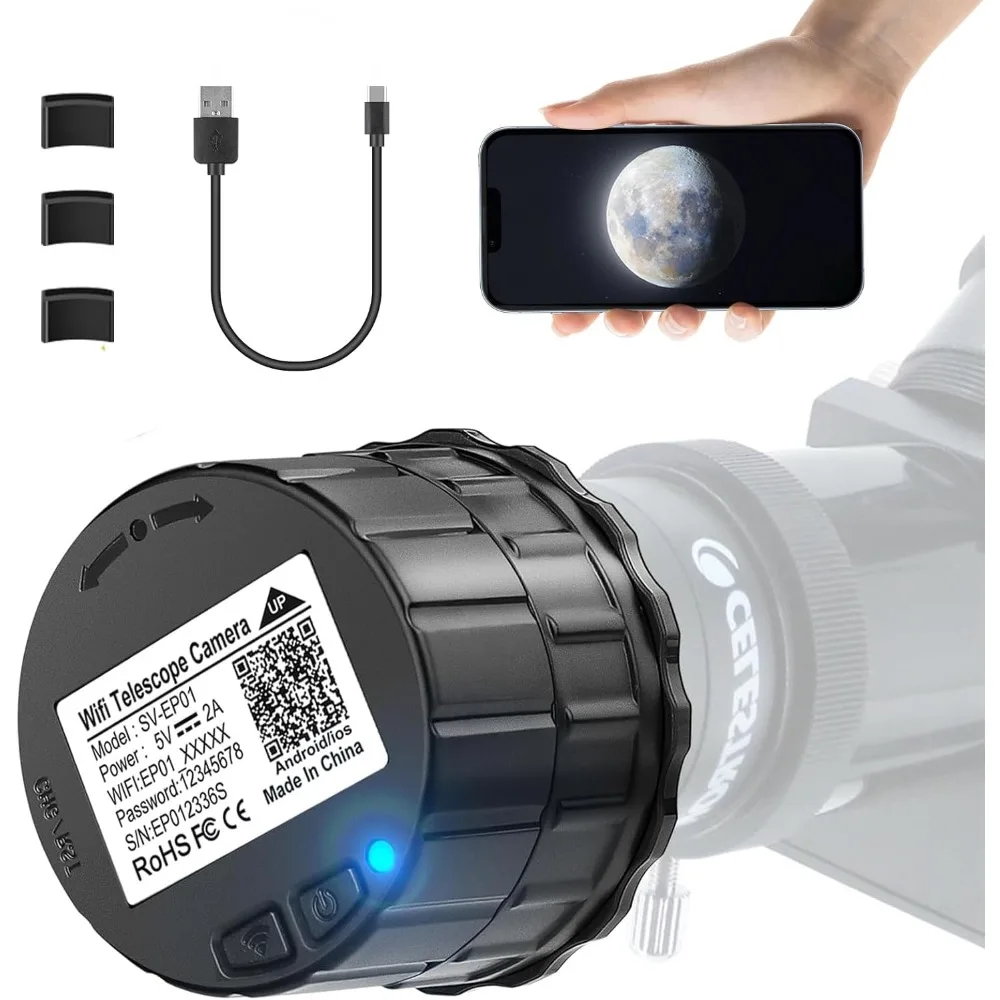 

WiFi Telescope Eyepiece Camera for Astronomy - 4MP Electronic Eyepiece Camera Fits 25mm-50mm Optical Telescopes