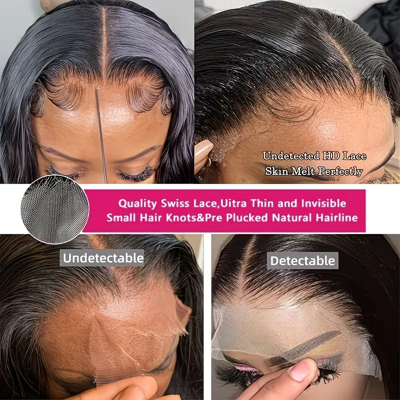 Natural Black Straight Lace Front Human Hair Wigs 7x6 Glueless HD Lace 13x4 13x6 Bone Straight 200 Density Natural Hairline Wigs view 5