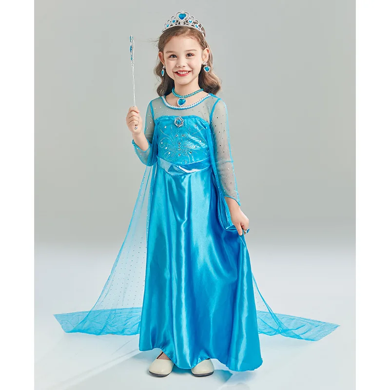 

Frozen Dress for Girls 4-12 Yrs Birthday Role Elsa Princess Dress For Kids Halloween Carnival Easter Party Cosplay Girls Costume