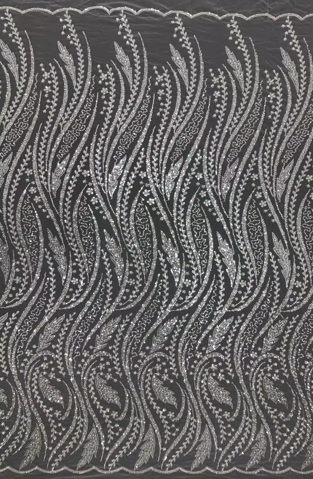 

1yard Light luxury and gorgeous full bead embroidery tela luxury Gauze Fabric DIY Wedding Dress Cheongsam fabrics for material