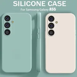 Coque en silicone liquide souple antichoc pour Samsung Galaxy, coques de téléphone, A55, A54, 5G