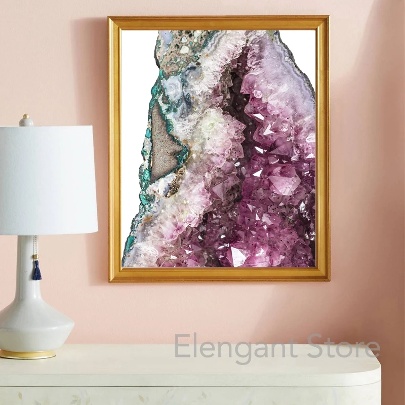 Crystal and Agate Print Crystal & Mineral Identification Chart Poster Natural Science Rocks Wall Art Decoration Canvas Painting